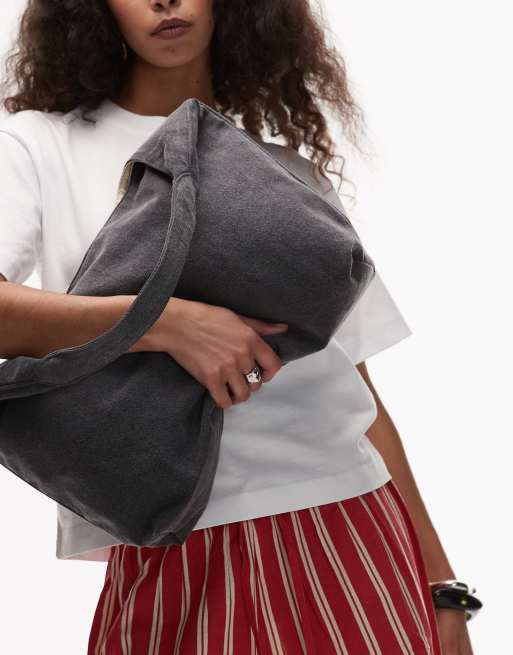 & Other Stories - Borsa shopping grande in denim grigio slavato, 3 di 4