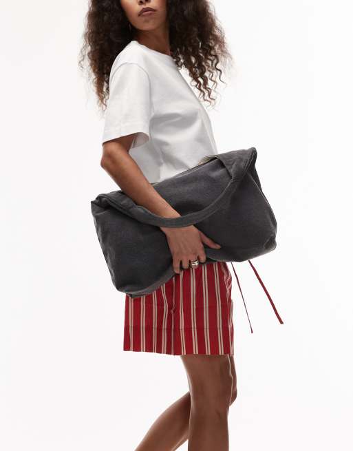 & Other Stories - Borsa shopping grande in denim grigio slavato, 4 di 4