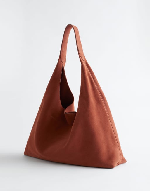 & Other Stories - Borsa shopping in pelle scamosciata grande rossa, 3 di 4