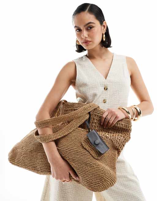 Other Stories Borsa shopping oversize in paglia beige ASOS