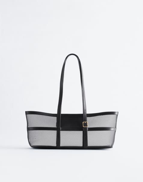 & Other Stories borsa tote a spalla in pelle e rete nera - view 1