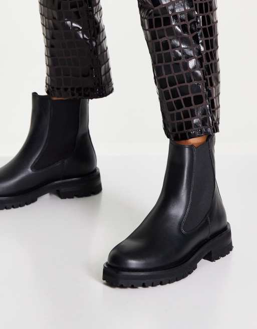 Other Stories Bottines Chelsea en cuir avec semelle chunky Noir