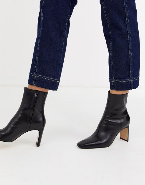 & Other Stories - Bottines en cuir à bout en amande et talons hauts - Noir