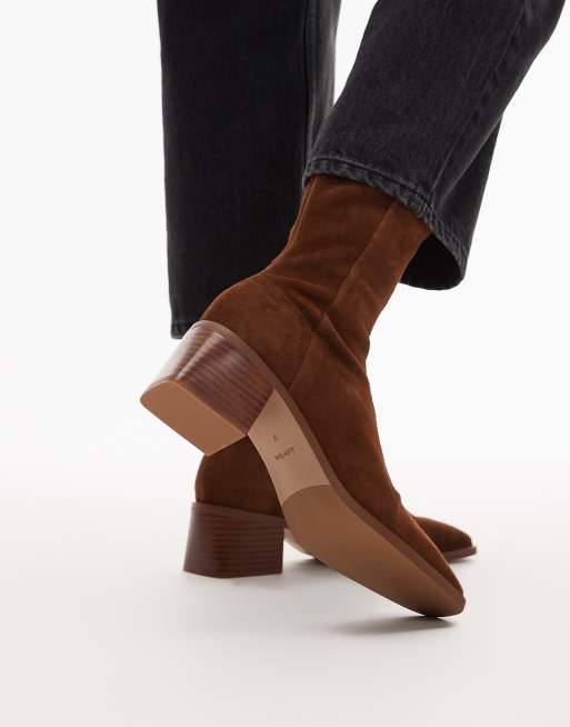& Other Stories - Bottines en cuir à talon chunky - Marron, 3 de 4