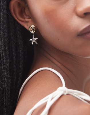 & Other Stories - Boucles d'oreilles motif tourbillon et étoile de mer - Doré clair