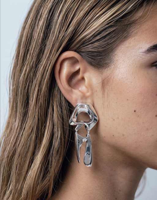 & Other Stories boucles d'oreilles pendantes abstraites argentées, 5 de 5