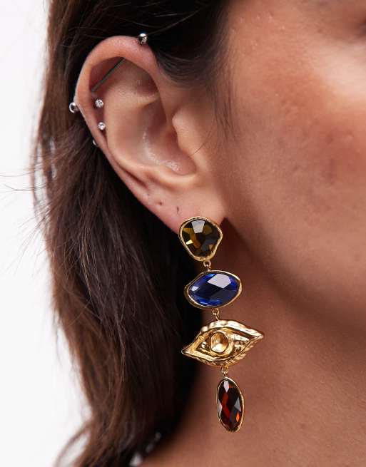 & Other Stories - Boucles d'oreilles tendance à étoiles et bijoux - Doré multicolore