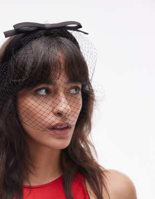 & Other Stories & Other Stories bow detail headband with net veil in black