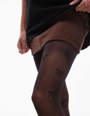 & Other Stories Bow Pattern Sheer Tights In Black