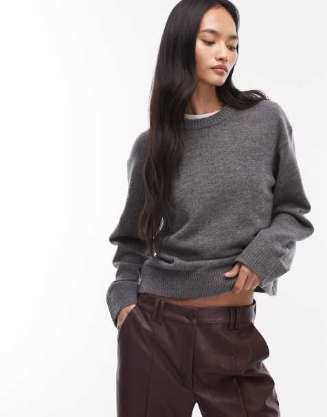 & Other Stories boxy cotton wool blend jumper in dark grey