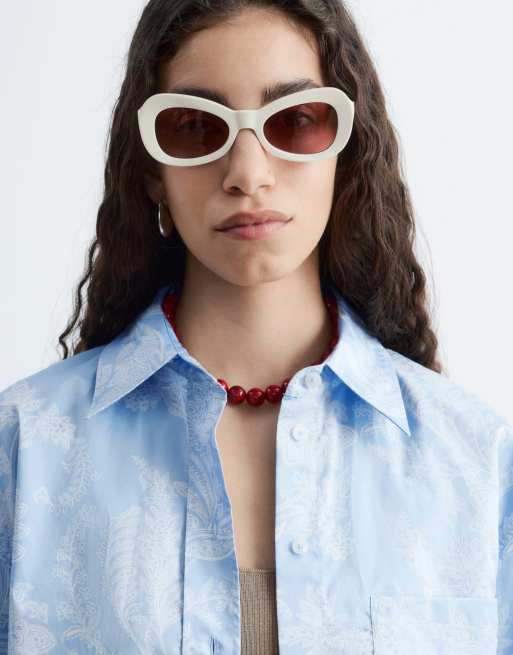 & Other Stories boxy floral print cotton resort shirt in light blue, 2 of 4