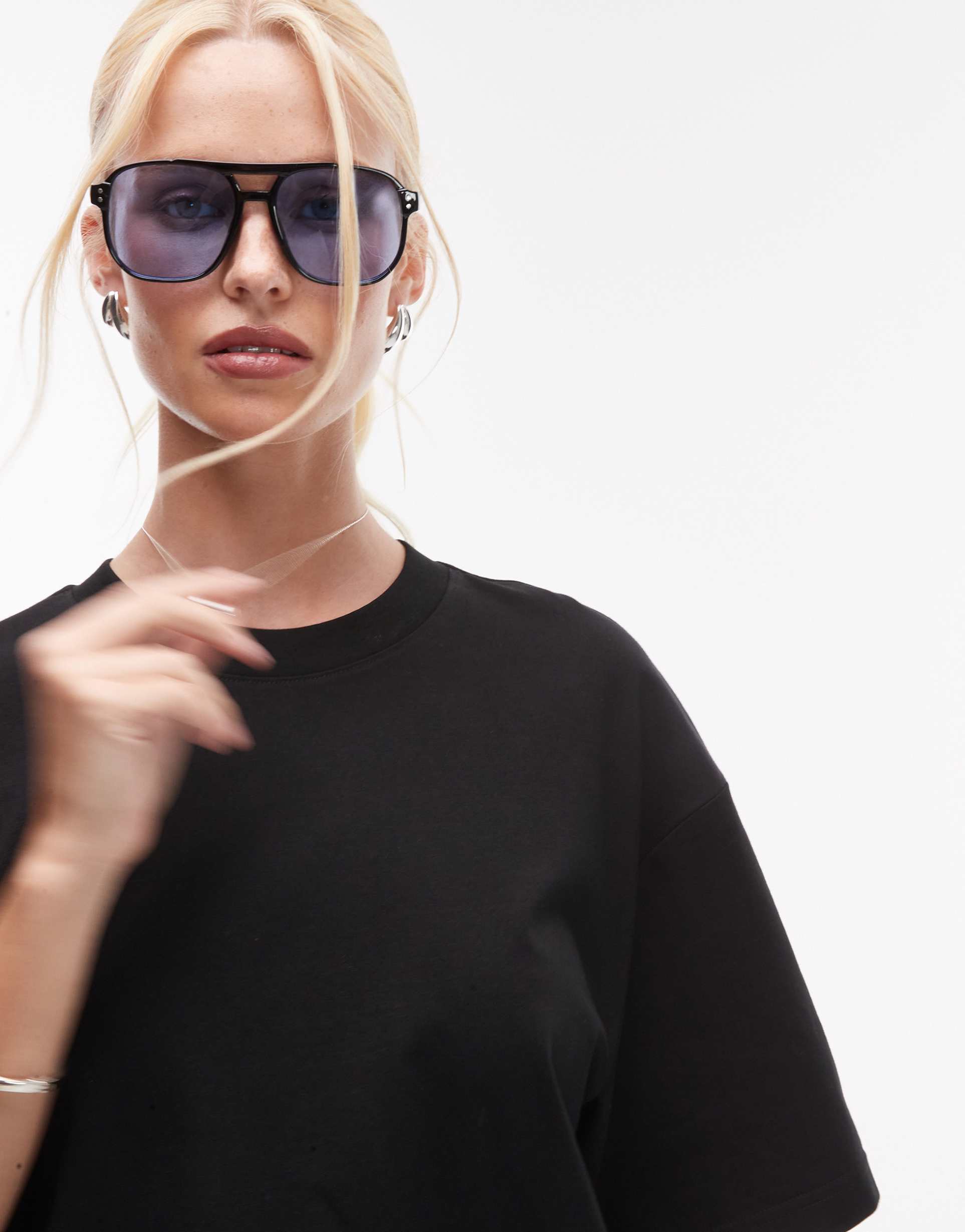 & other stories boxy oversized t-shirt in black