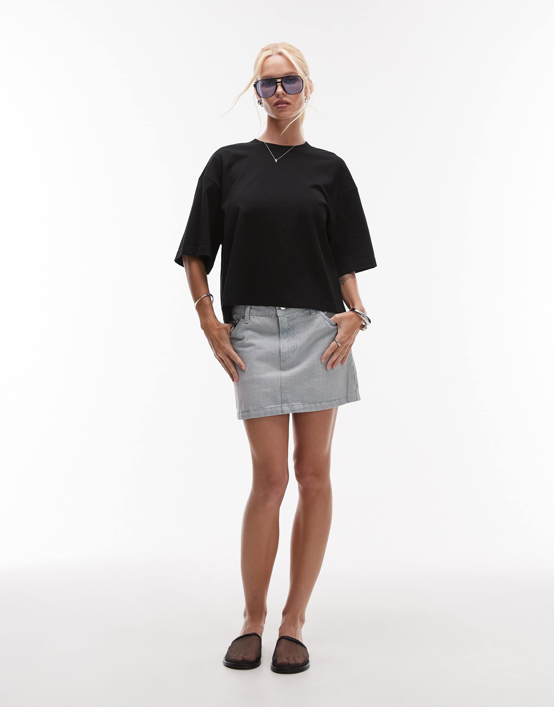 & other stories boxy oversized t-shirt in black