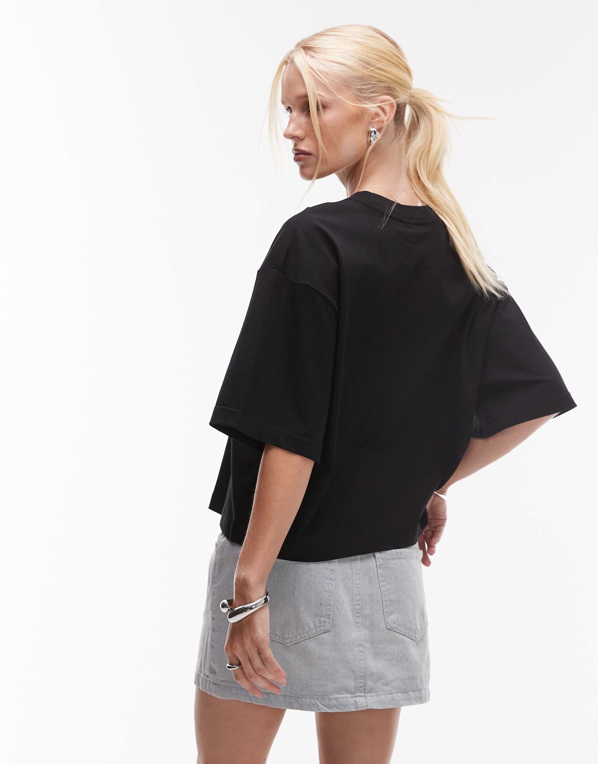 & other stories boxy oversized t-shirt in black