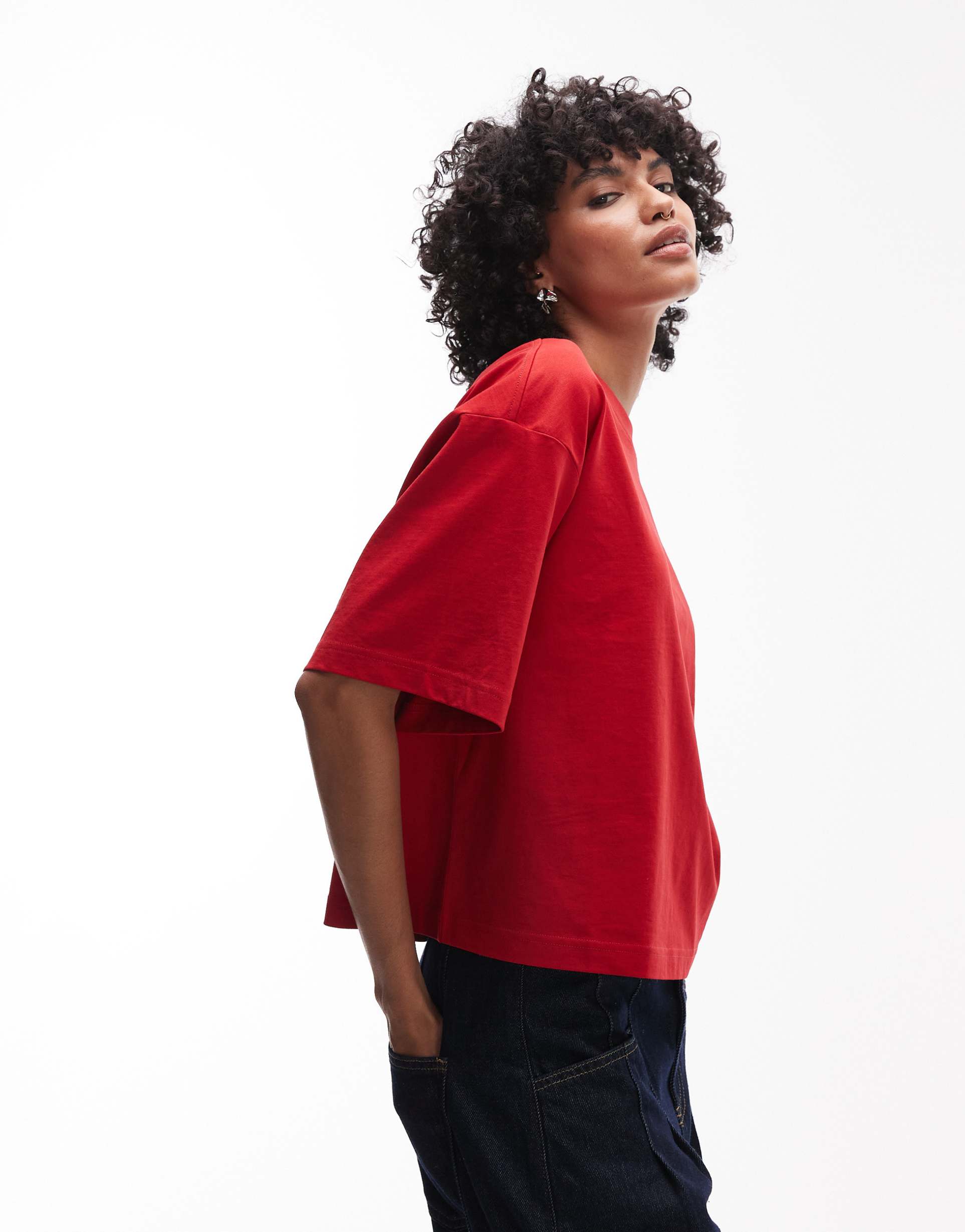 & other stories boxy oversized t-shirt in red