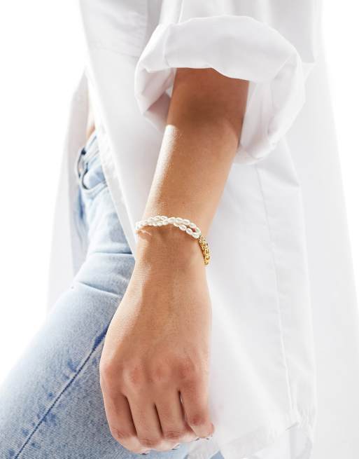 & Other Stories - Bracciale color oro con perle sintetiche