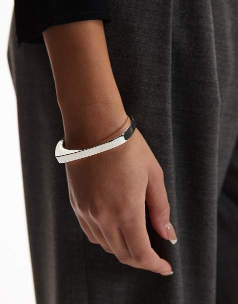 & Other Stories - Bracciale rigido a fascia squadrata color argento - view 1