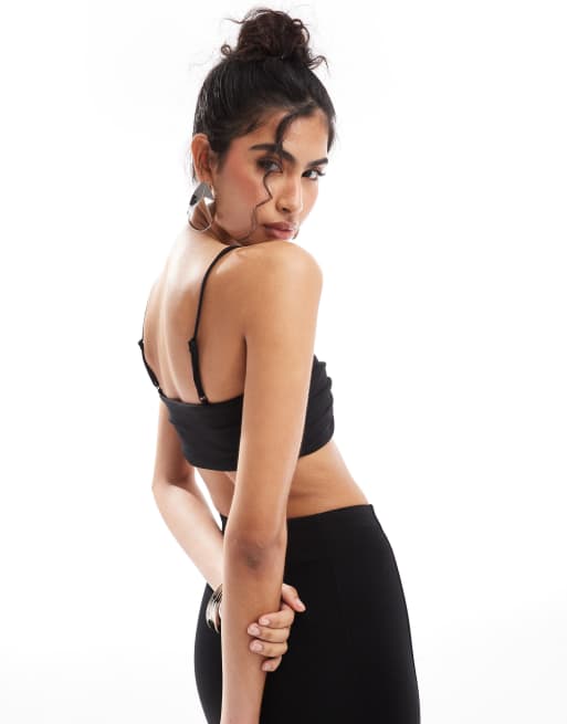 & Other Stories bralet top with twist front in black , 3 of 4
