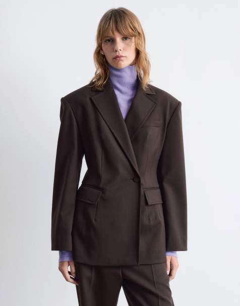 & Other Stories wool double breasted blazer in brown