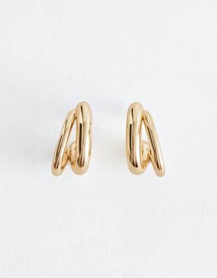 & Other Stories - Breite Doppelcreolen in Goldoptik-Goldfarben