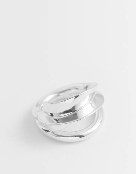 & Other Stories – Breiter, geformter Ring in Silberoptik - view 1