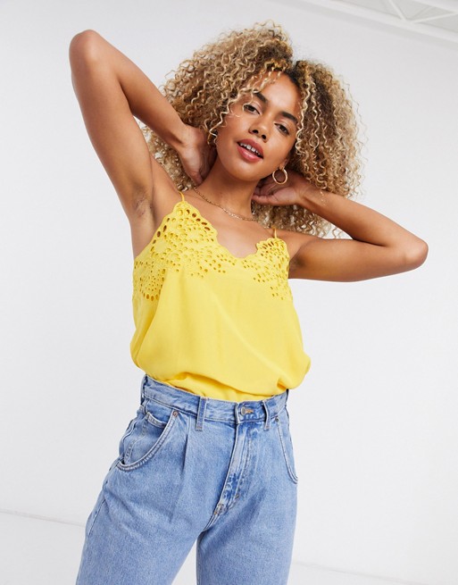 & Other Stories broderie detail cami in sunflower yellow