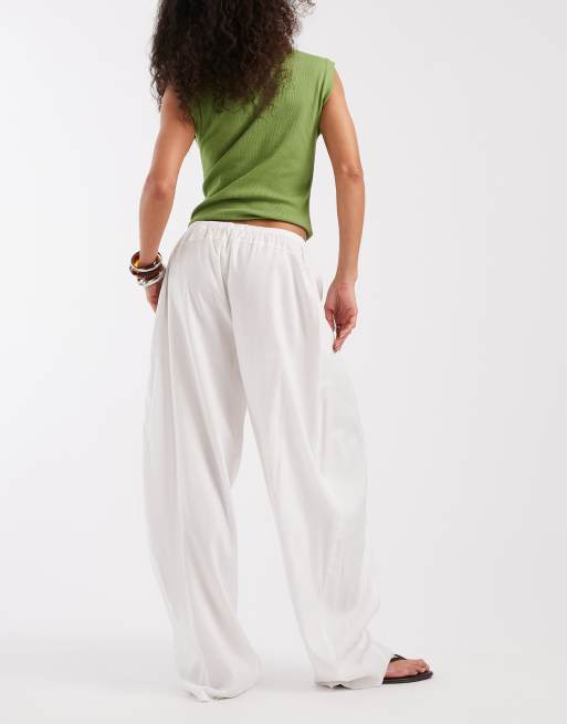 & Other Stories - Broek met ballonpijpen en gestrikte taille in wit, 3 van 5