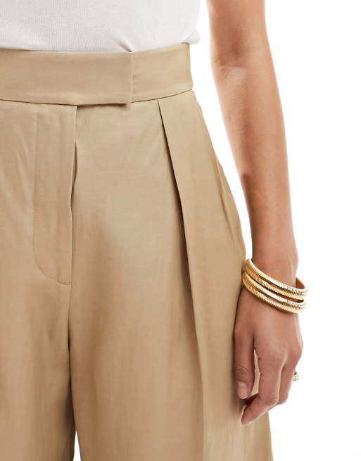 & Other Stories - Broek met hoge taille van linnenmix in beige, deel van co-ord set, 5 van 5