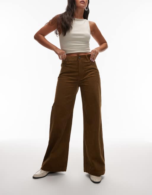 & Other Stories - Broek van corduroy met wijde pijpen en 5 zakken in mokka bruin