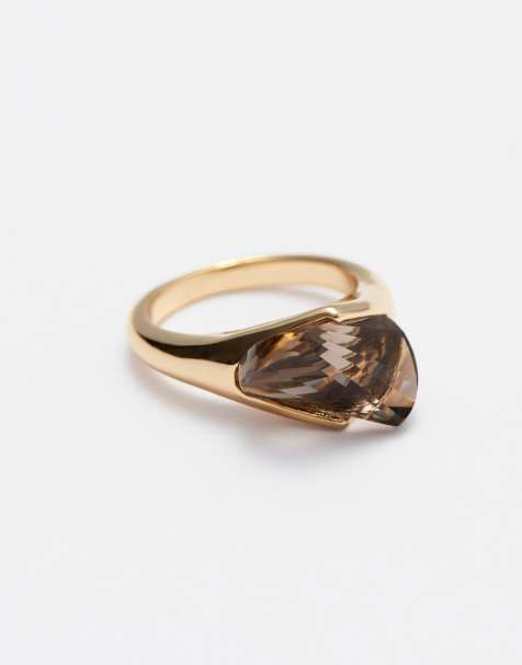 & Other Stories brown faux gem ring in gold tone - view 1