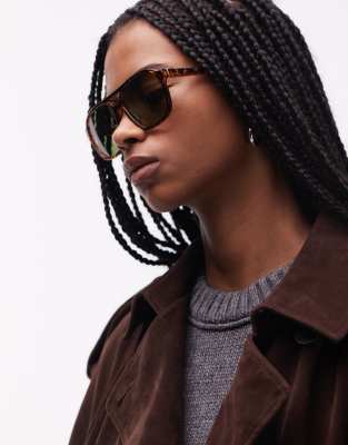 & Other Stories Brown Tortoise Shell Retro Aviator Sunglasses