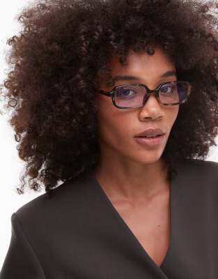 & Other Stories & Other Stories brown tortoise shell square sunglasses with clear tinted lenses