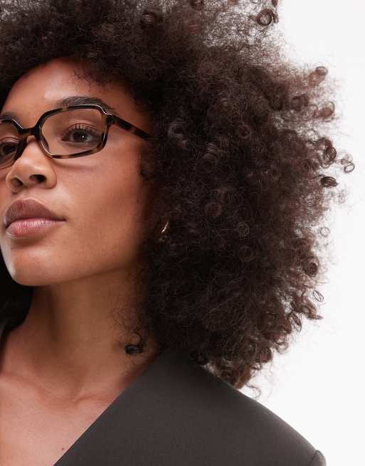 & Other Stories brown tortoise shell square sunglasses with clear tinted lenses, 3 of 3