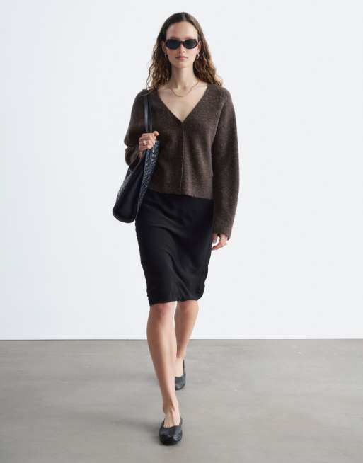 & Other Stories - Brun cardigan med knapper foran i alpaka- og uldblanding, 3 af 4