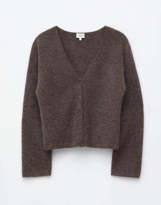 & Other Stories - Brun cardigan med knapper foran i alpaka- og uldblanding, 4 af 4