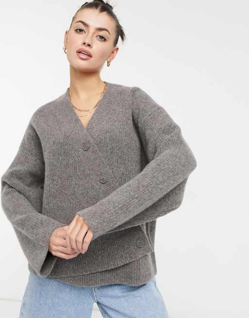 & Other Stories – Brun kofta i ylle med asymmetrisk design, 4 av 4