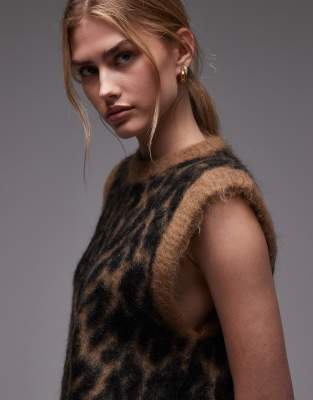 & Other Stories Brushed Hairy Mohair Merino Wool Blend Knit Vest In Brown