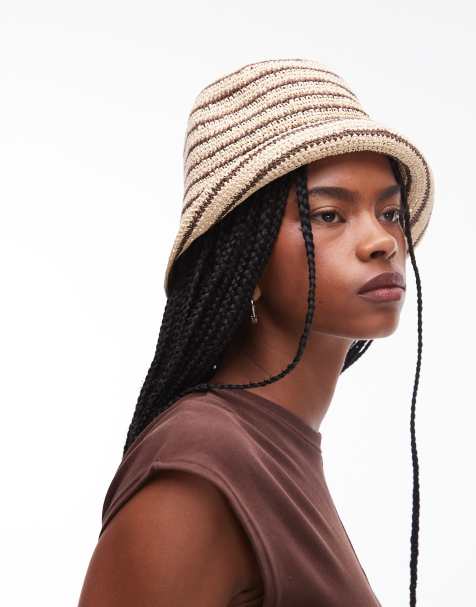 & Other Stories - Bucket hat van stro in naturel en zwarte streep - view 1