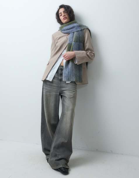 & Other Stories bufanda premium de mohair a cuadros azul y verde - view 1