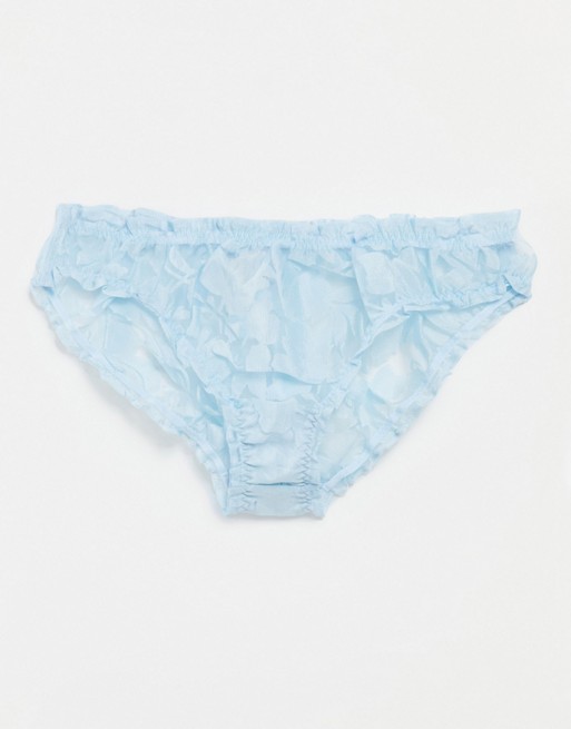 & Other Stories burnout floral frill briefs in blue