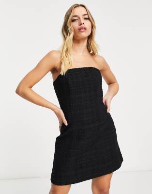 & Other Stories bustier mini dress in black tweed