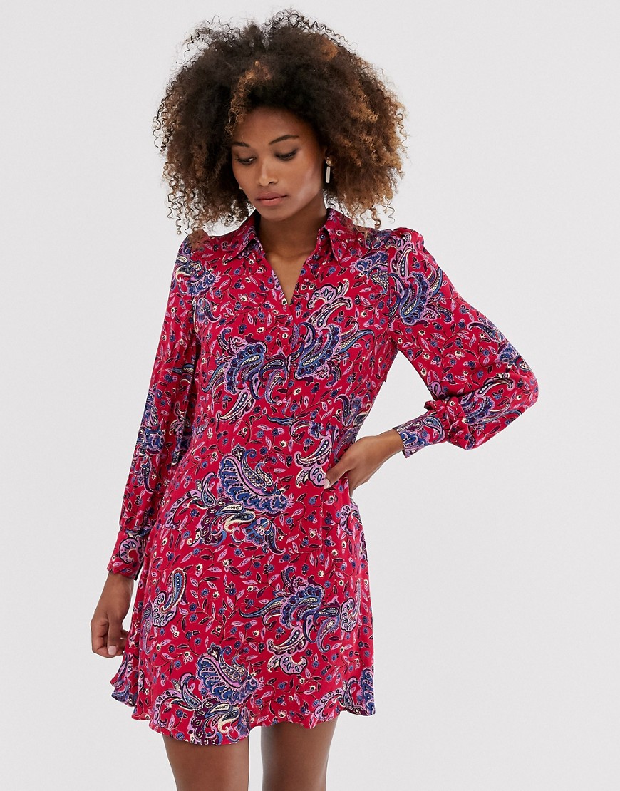 & Other Stories button detail mini dress in paisley print-Multi
