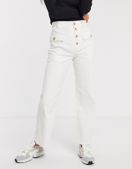 & Other Stories button fly cord trousers in off-white