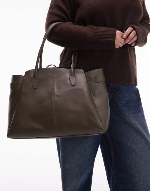 & Other Stories - Cabas en cuir - Vert olive , 2 de 4