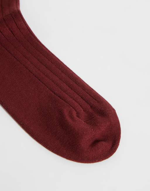 & Other Stories - calcetines de algodón en burdeos con raya rosa, 2 de 3