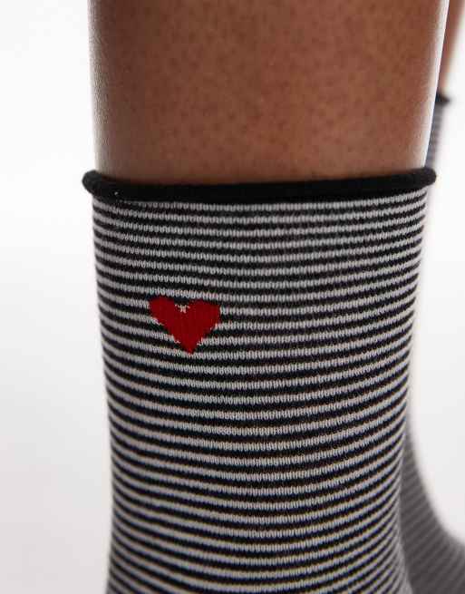 & Other Stories - Calzi a righe bianchi e neri con cuore