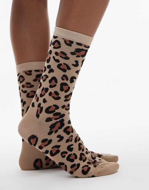 & Other Stories - Calzini alla caviglia marroni con stampa leopardata