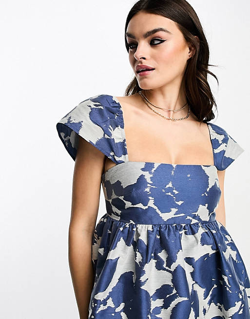 & Other Stories cami strap midi dress with volume hem in blue