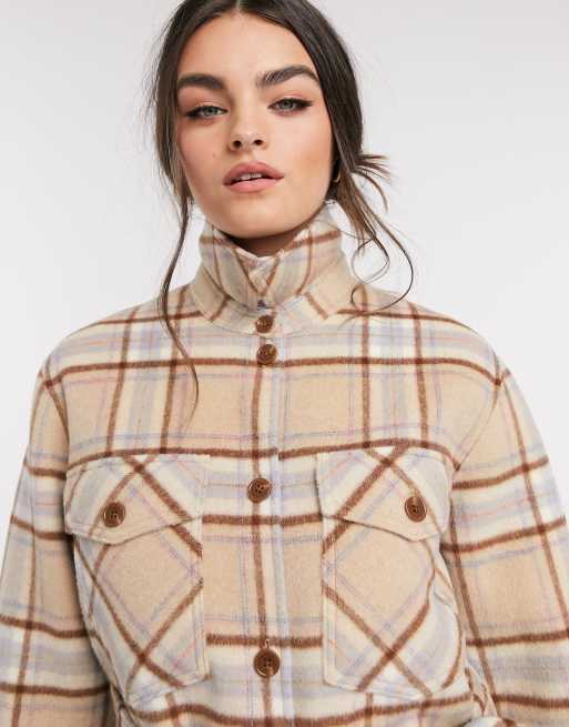 & Other Stories - Camicia giacca taglio lungo in lana a quadri grigia e marrone - MULTI, 3 di 4