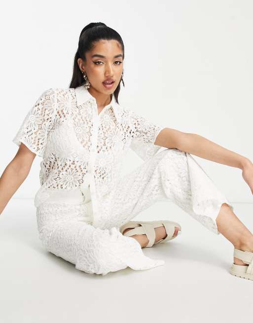 & Other Stories - Camicia in pizzo bianco sporco in coordinato